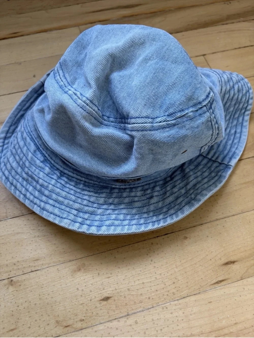 Vintage Woolrich Light Washed Denim Bucket Hat Unisex‎ Classic Metal Logo Plate